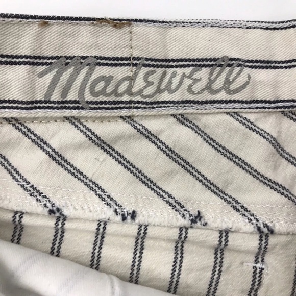 MADEWELL Cut Off Short Shorts Blue Ivory Stripe - Picture 6 of 7